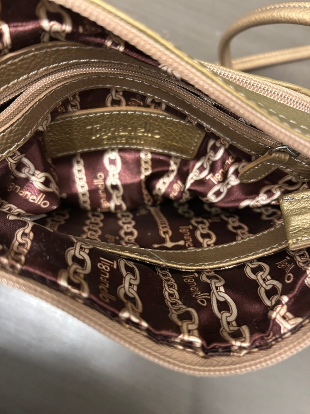 Metallic Gold Crossbody Bag with Front Pocket - Picture 3 of 6